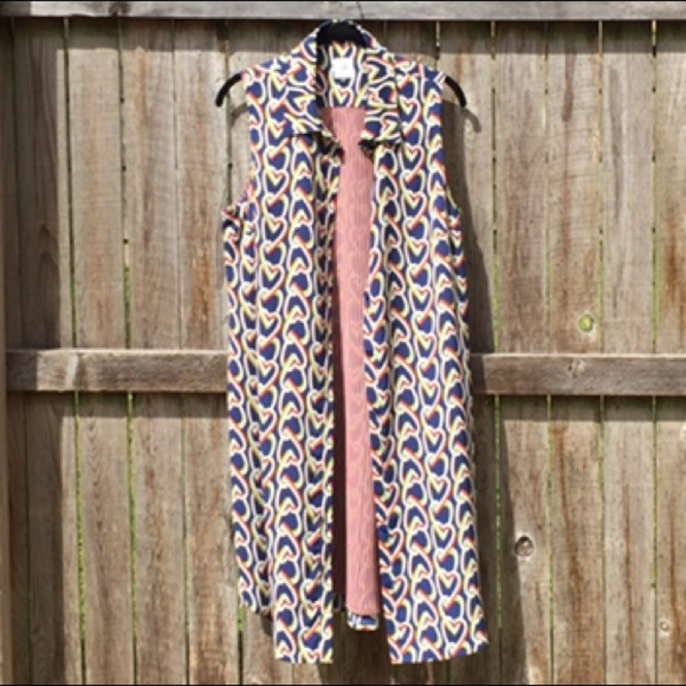 cabi Amour Dress - sleeveless shirtdress w/hearts